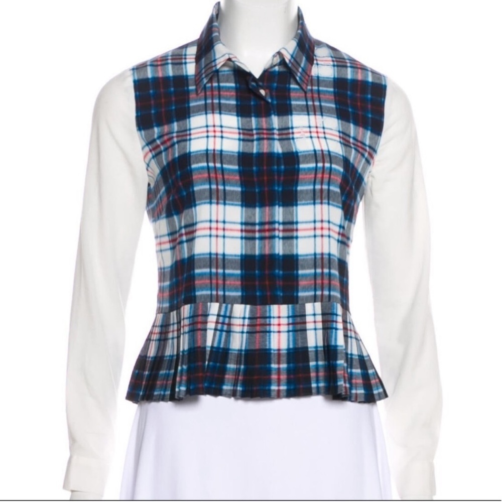 Sandro Plaid Ruffle Hem Top